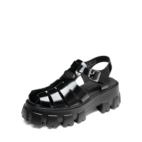 Lug Sole Platform Sandals - BLACK-PAT -  0